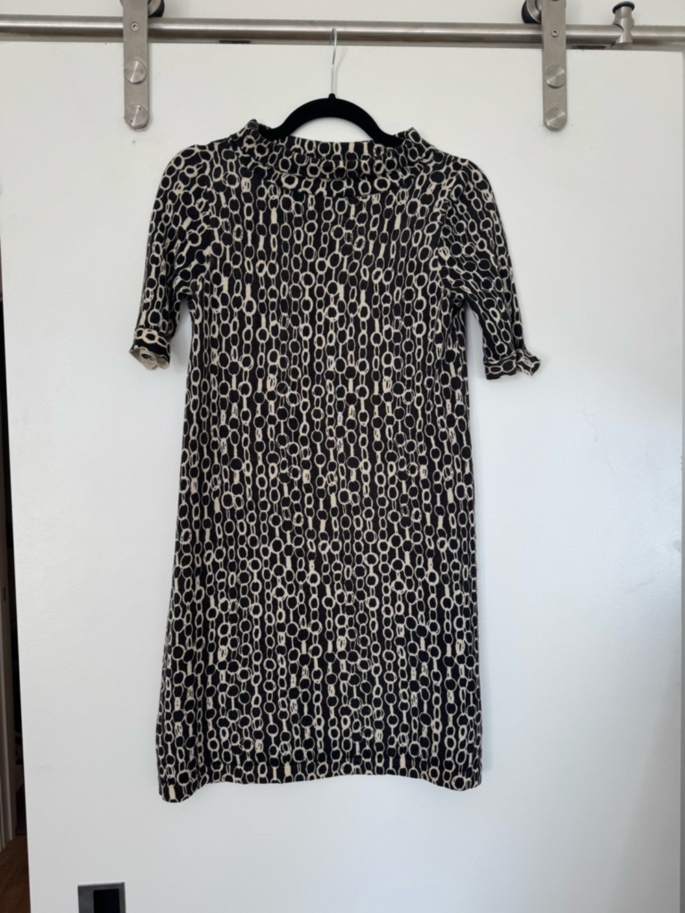 J. Crew Black and Cream Chain-Print Midi Dress